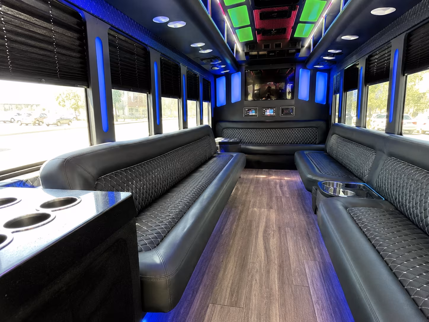 reading 15 passenger party bus inside