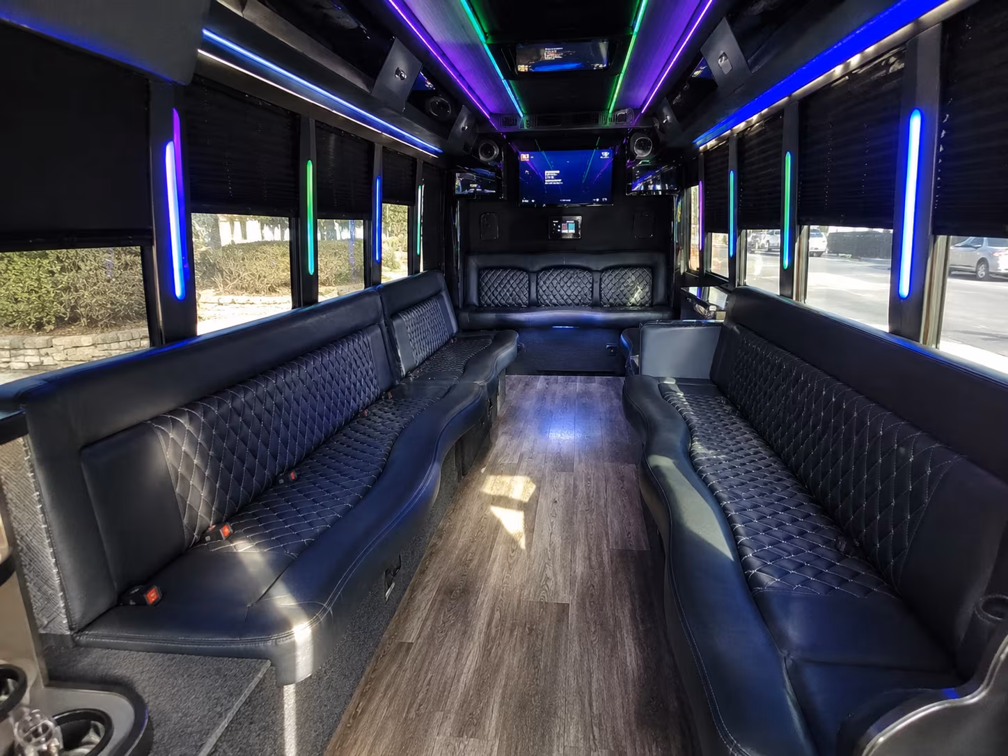 reading 15 passenger party bus interior