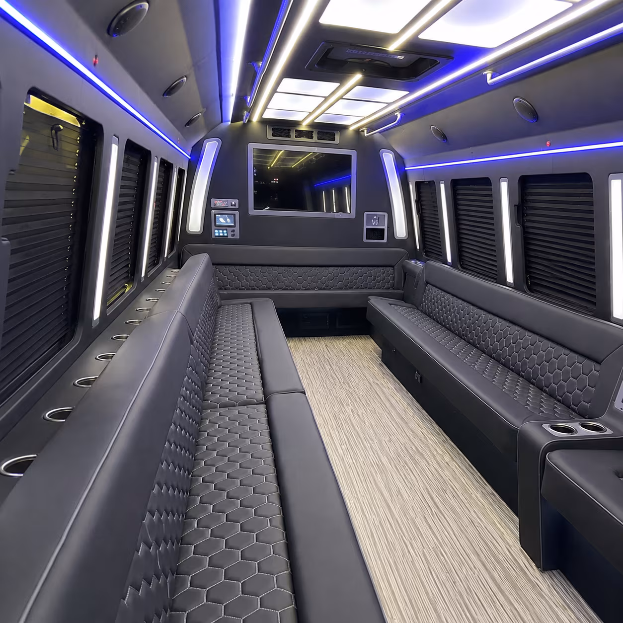 reading 40 passenger party bus inside