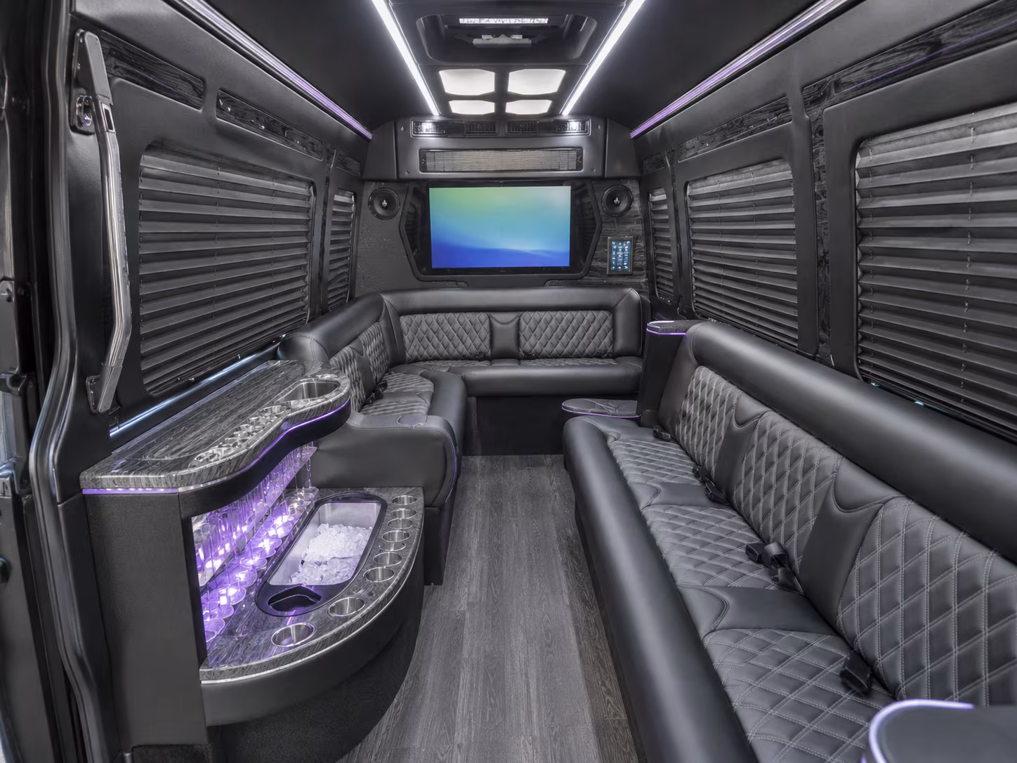 reading 40 passenger party bus interior