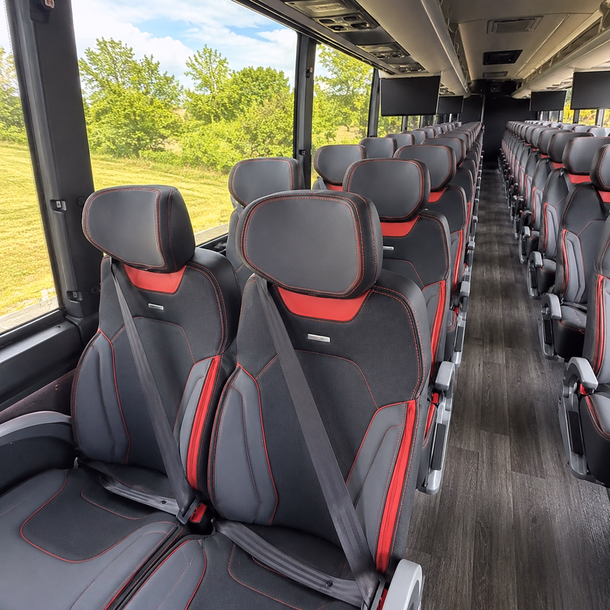 reading charter bus interior