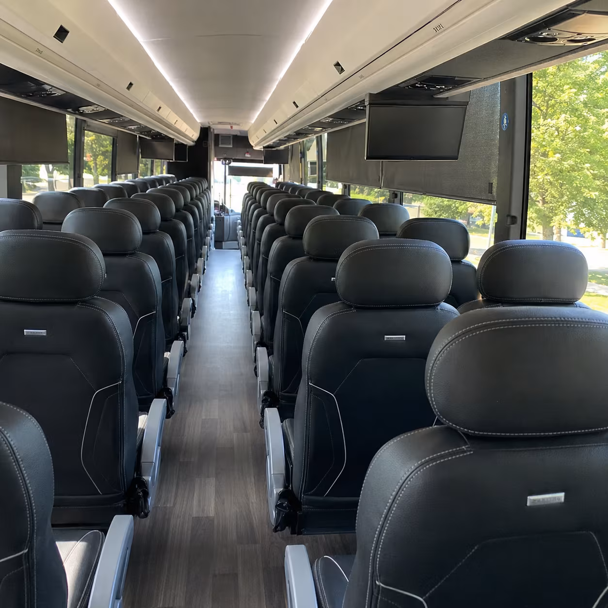 reading charter bus rental interior